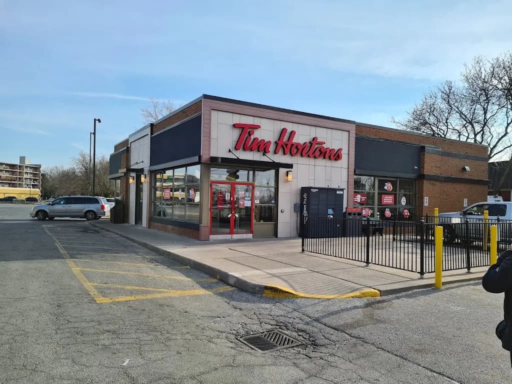 Tim Hortons storefront and interior at 6605 Tecumseh Rd E, Windsor, ON