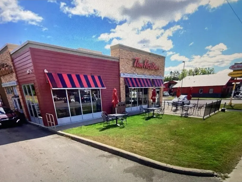 Tim Hortons storefront and interior at 35 Maple St, Grenville, QC
