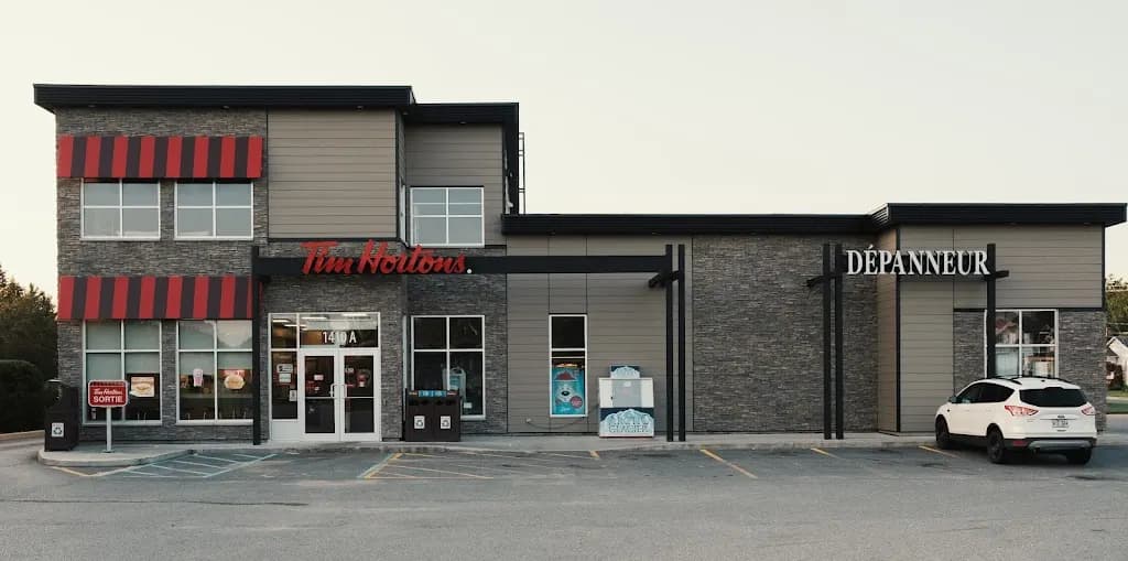 Tim Hortons storefront and interior at 1410 A Rue Principale, Saint-etienne Des Gres, QC