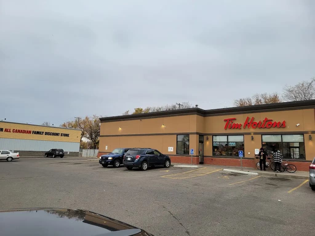 Tim Hortons storefront and interior at 619 22nd St W, Saskatoon, SK