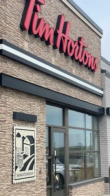 Tim Hortons storefront and interior at 515 North Service Rd E, Swift Current, SK