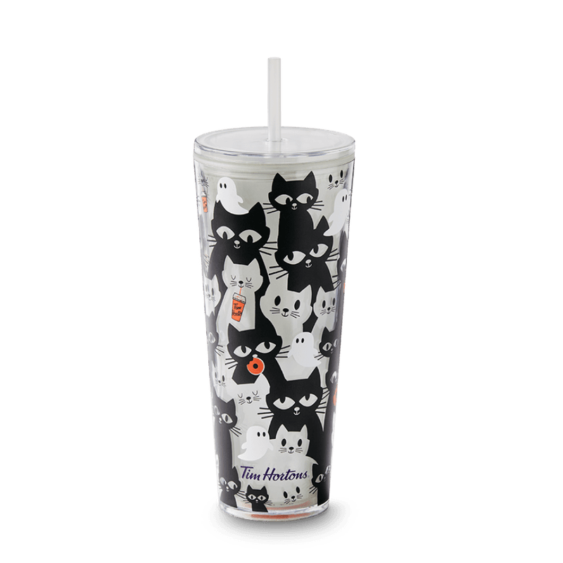 24oz Plastic Tumbler - Black Cat