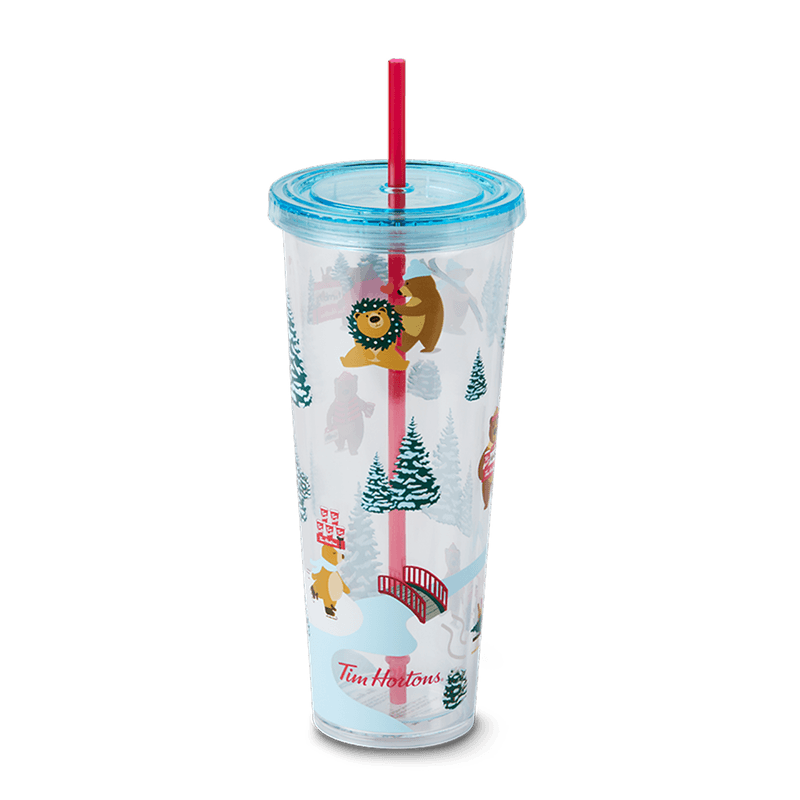 Holiday Dual Wall Plastic Straw Tumbler 24oz