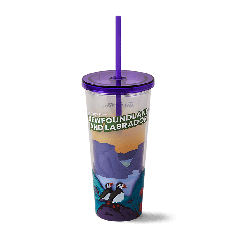 Newfoundland and Labrador Plastic Straw Tumbler 24oz